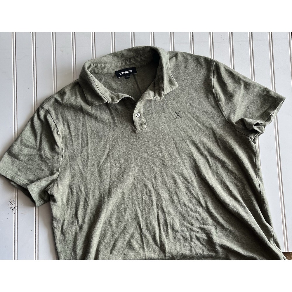 Express Men's Large Grey Polo Shirt Short Sleeve Cotton Modal Blend